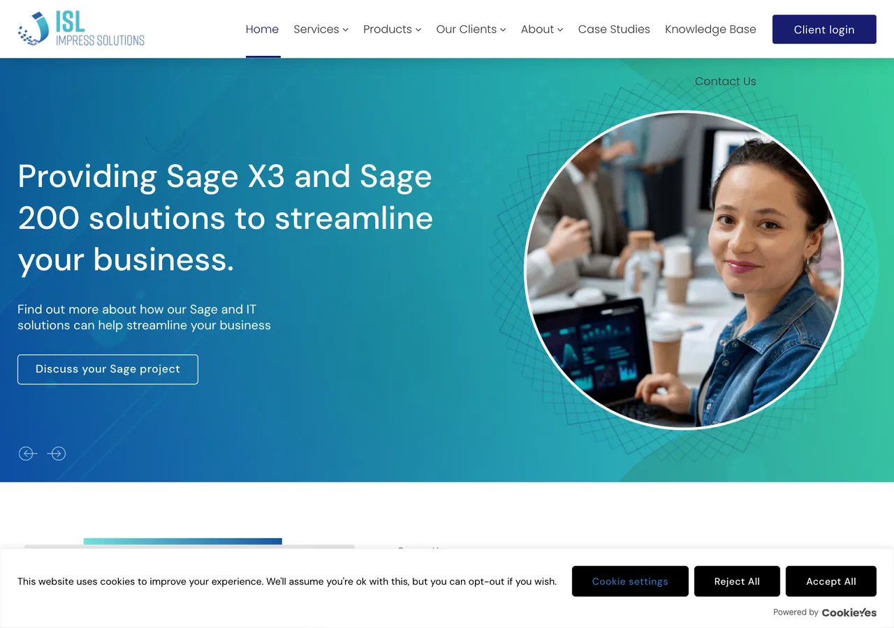 Before: The Impress Solutions home page before and after the rebuild